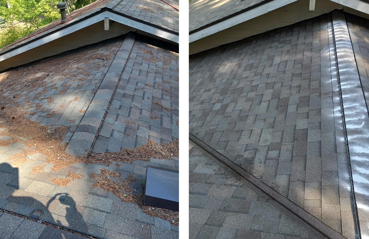 Air Roof Cleaning - before and after